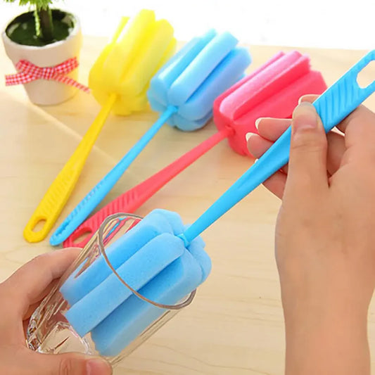 1 Pcs Sponge Bottle Cup Brush Glass Bottle Cleaning Removable Bottle Cleaning Tool Long Handle Magic Sponge Kitchen Tool
