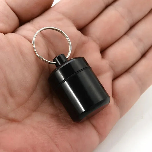 1PC Waterproof Aluminum Pill Box Case Bottle Metal Mini Cache Drug Holder Container Keychain Medicine Box Health Care