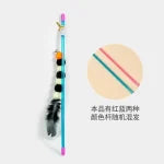 Funny Kitten Cat Teaser Interactive Toy Rod with Bell and Feather Toys for Cats Teaser Interactive Toy Rod Pet Cats Toys Stick