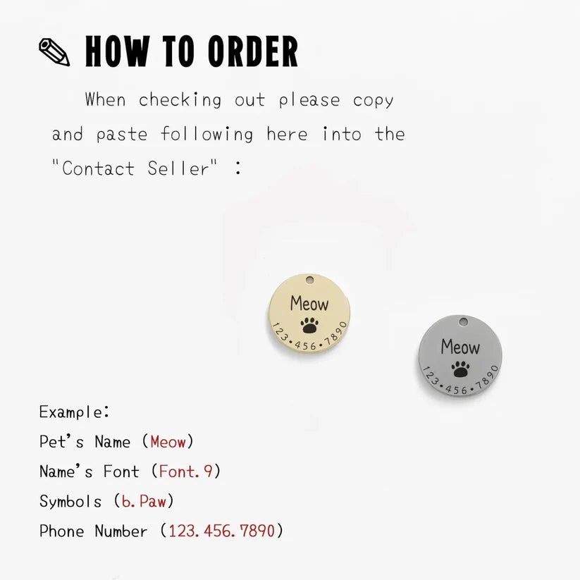 Personalized Pet Cat Dog ID Tag Collar Accessories MW001 Custom Engraved Necklace Chain Charm Supplies For Dog Tag Name Products