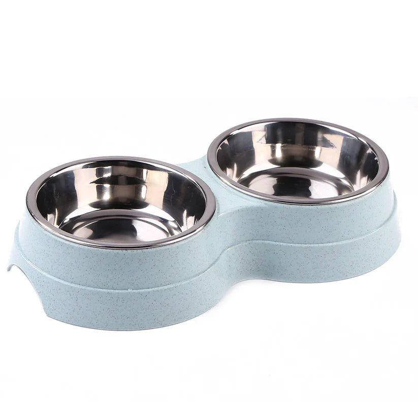 Double Pet Bowls Dog Food Water Feeder Stainless Steel Pet Food Water Bowls Feeder Cat Puppy Feeding Supplies Dog Accessories