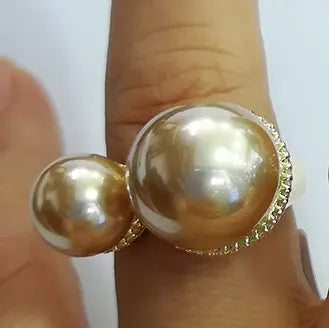 GODKI New Trendy Imitation Pearl Bold Statement Ring for Women Cubic Zircon Finger Rings Beads Charm Ring Bohemian Beach Jewelry