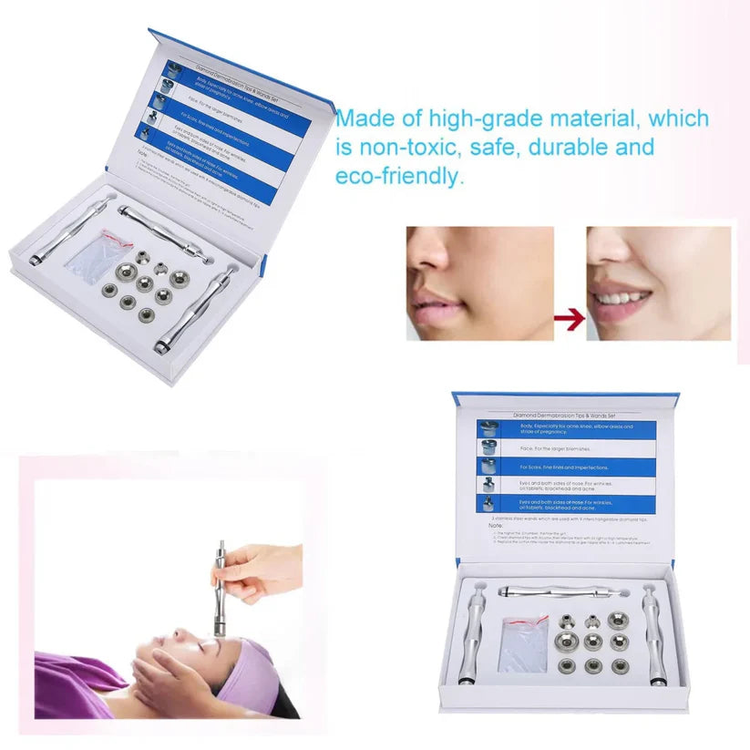 Beauty Machine Tips Tips Replacement Microdermabrasion Dermabrasion Tips with Handle Stainless Steel Filter Set