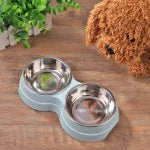 Double Pet Bowls Dog Food Water Feeder Stainless Steel Pet Food Water Bowls Feeder Cat Puppy Feeding Supplies Dog Accessories