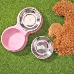 Double Pet Bowls Dog Food Water Feeder Stainless Steel Pet Food Water Bowls Feeder Cat Puppy Feeding Supplies Dog Accessories