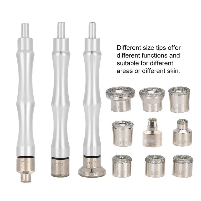 Beauty Machine Tips Tips Replacement Microdermabrasion Dermabrasion Tips with Handle Stainless Steel Filter Set